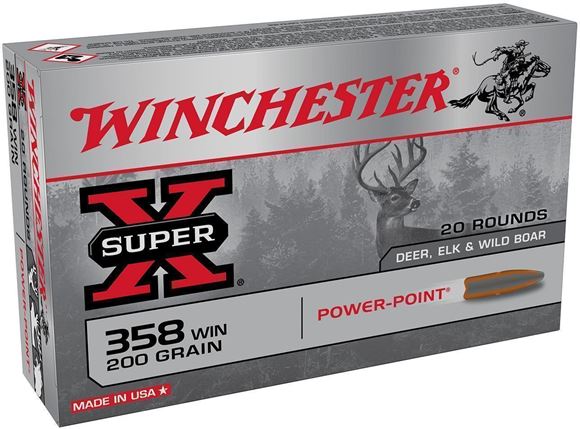 Picture of Winchester Super-X Power-Point Rifle Ammo - 358 Win, 200Gr, Power-Point, 20rds Box, 2490fps