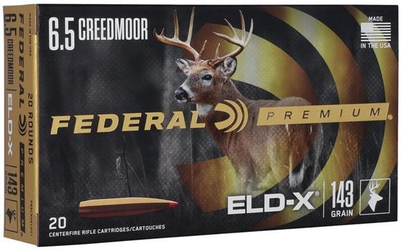 Picture of Federal Permium ELD-X Rifle Ammo - 6.5 Creedmoor, 143gr, Hornady ELD-X, 2700 fps, 20rds Box