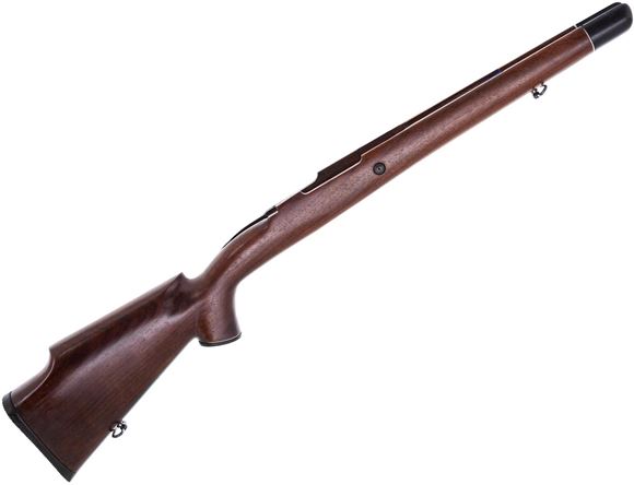 Picture of Used Mauser 98 Large Ring Sporter Stock, Walnut, Black Plastic Forend Tip and Grip Cap, Recoil Cross Bolt, Inlet for Military Step Barrel, No Checkering, Good Condition