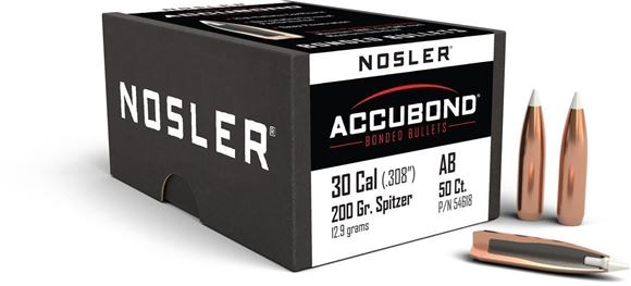 Picture of Nosler Bullets, AccuBond - 30 Caliber (.308"), 200Gr, Spitzer Point, 50ct Box