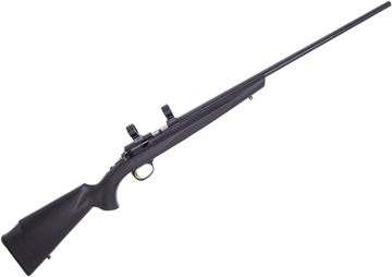 Picture of Used Browning T-Bolt Bolt Action Rifle, 22 LR, 22" Sporter Barrel, Black Synthetic Stock, 1" Scope Rings, 2 Magazines, Scratches On Stock Around Front Swivel Stud Otherwise Very Good Condition