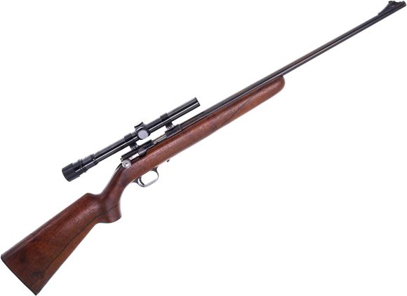 Picture of Used Browning T-Bolt Bolt-Action 22 LR, 22" Barrel, With Weaver V22-A 3-6x Scope, Made in Belgium, One Mag, Finish Worn On Metal, Overall Good Condition