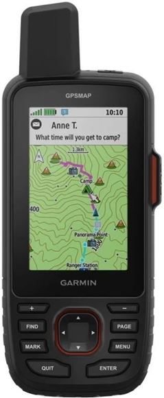 Picture of Garmin, Satellite GPS Handheld - GPSMAP 67i, TOPO Mapping, inReach 2-Way Text & SOS, Weather, Compatible w/ Garmin Explore App., IPX7 Waterproof, 35hrs Default - 200hrs Expedition Mode, Carabiner & USB Cable Inc.