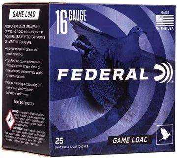 Picture of Federal Game-Shok Upland Game Load Shotgun Ammo - 16Ga, 2-3/4", 2-1/2DE, 1oz, #8, 25rds Box, 1165fps