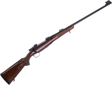 Picture of Used (New Old Stock) CZ 550 Magnum Bolt-Action Rifle, 375 H&H, 25", Blued, Checkered Walnut Stock, Ordered From Factory with Oberndorf Style Bolt Handle, Iron Sights, Single Set Trigger, New in Box, Unfired