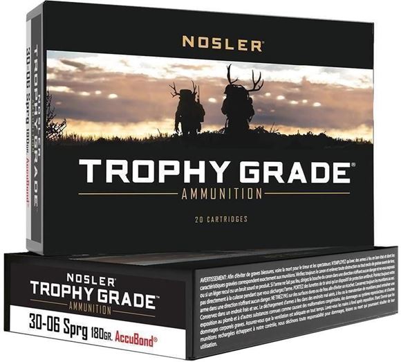 Picture of Nosler Trophy Grade Rifle Ammo - 30-06 Sprg, 180Gr, AccuBond, 20rds Box