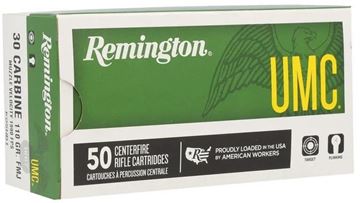 Picture of Remington UMC Rifle Ammo - 30 Carbine, 110 gr, Full Metal Jacket (FMJ), 50rds Box