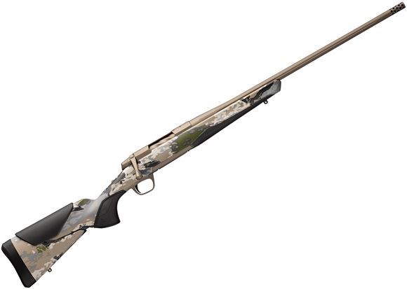 Picture of Browning X-Bolt 2 Speed Bolt Action Rifle, 30-06 Sprg, 22", Fluted Sporter Contour, OVIX Camo Composite Stock, Adjustable LOP, Adjustable Comb, Smoked Bronze Cerakote, M13 - 0.75 threaded w/ Muzzle Brake, 4rds