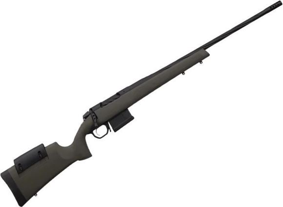 Picture of Weatherby 307 Range XP Bolt Action Rifle - 280 Ackley, 24", Cold Hammer Forged Fluted, Threaded 1/2-28 Barrel, Blued, OD Green Stock, TriggerTech Field Trigger, Muzzle Brake, 1x Pmag 5rds.