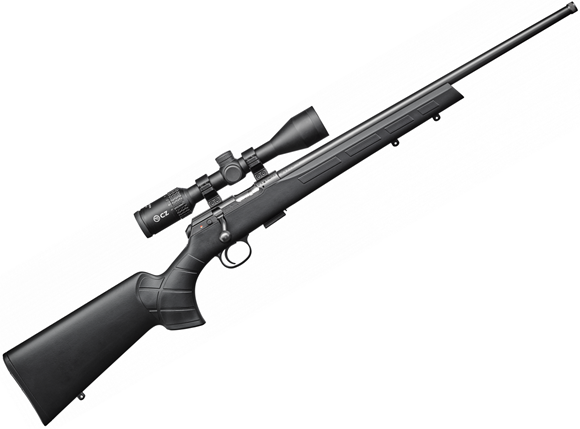 Picture of CZ 457 Synthetic Combo Bolt-Action Rifle - 22 LR, 20", Cold Hammer Forged Threaded 1/2x20 UNF Barrel, Synthetic Stock, Detachable Mag, Adjustable Trigger, CZ 3-6x42, SFP 1/4 MOA, 5rds