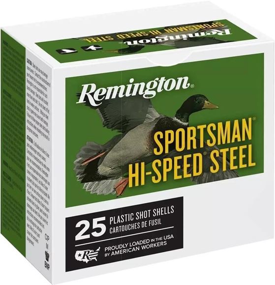 Picture of Remington Waterfowl Loads, Sportsman Hi-Speed Steel Shotgun Ammo - 12Ga, 2-3/4", MAG DE, 1-1/8oz, #4, 250rds Case, 1375fps