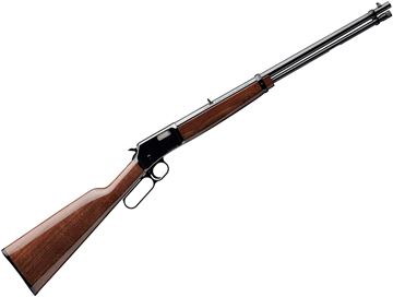 Picture of Browning BL-22 Grade I Rimfire Lever Action Rifle - 22 S/L/LR, 20", Light Sporter Contour, Polished Blued, Polished Blued Steel Receiver, Satin Grade I American Black Walnut Stock w/Straight Grip, 15rds, Steel Blade Front & Folding Rear Sights