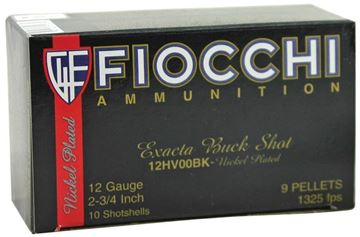 Picture of Fiocchi Exacta Buck Shot - 12 ga 2-3/4 Nickel Plated 9 Pellet 00 Buck 1325fps, 10rd Box