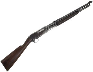 Picture of Used Remington Model 14R Carbine Pump-Action 30 Rem, 18.5" Barrel, Takedown, 1914 Mfg., Missing Rear Sight Elevator, Stock Cracked in Grip, Forend Cracked Also, Rust & Pitting Throughout, Overall Poor Condition