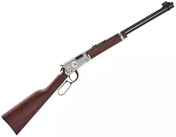 Picture of Henry Classic 25th Anniversary Edition Rimfire Lever Action Rifle - 22 S/L/LR, 18-1/4", Blued, Engraved Nickel Receiver With 24K Gold Highlights, Straight-Grip American Walnut Stock, 15rds, Hooded Front & Adjustable Rear Sights