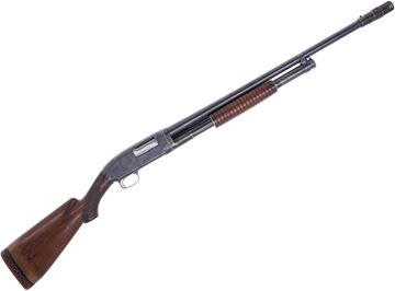 Picture of Used Winchester Model 12 Pump-Action Shotgun, 12Ga, Barrel Cut to 24", Walnut Stock, Poly Choke, 1925 Manufacture, Stock Cracked In Front of Recoil Pad Overall Fair Condition