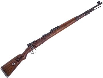 Picture of Used Mauser K98 Bolt-Action 8x57mm, 24" Barrel, Full Military Wood, Russian Capture, 1944 Oberndorf, Some Missmatched Parts, Re-Production Leather Sling, Replacement Front Action Screw, Overall Good Condition