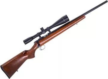 Picture of Used CZ 452-2E American Bolt Action Rifle, 22 WMR, SIghtron fixed 36 Power, 21" Blued Barrel,3 x Magazines, Walnut Stock, Very Good Condition