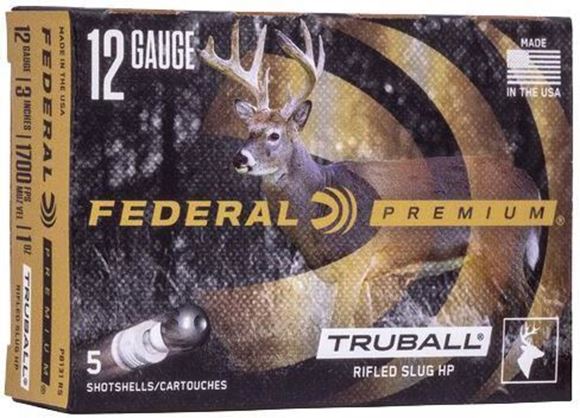 Picture of Federal PB131 RS Vital-Shok TruBall Rifled Slugs 12 GA, 3 in, 1oz, 1700 fps, 5 Rnd per Box
