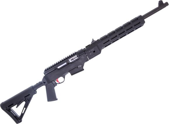 Picture of Used Ruger PC Carbine Semi-Auto Rifle, 9mm Luger, 18.6" Fluted Barrel, Midwest Industries Chassis and Handguard, Magpul CTR Stock, Tandemkross Mag Release and Trigger, Original Stock, 1 Magazine, Good Condition