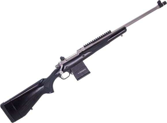 Picture of Used Ruger Scout Bolt-Action 308 Win, 18.5" Barrel, Stainless, Laminate Stock, Aperture Sights, Scope Rail, 2 Mags, Survace Rust Around Action Screws, Overall Good Condition