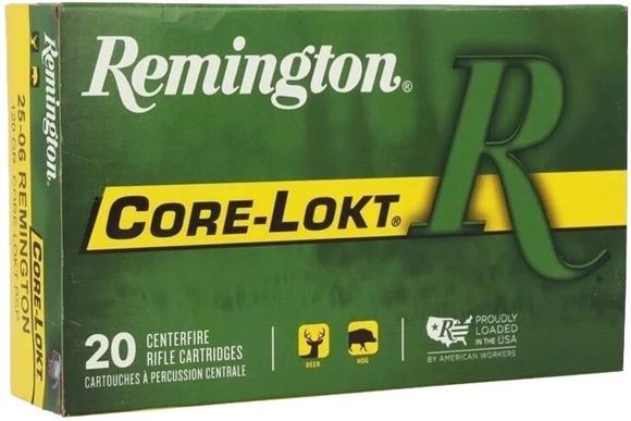 Picture of Remington Core-Lokt Centerfire Rifle Ammunition - 25-06 Rem, 120Gr, Core-Lokt, PSP, 20rds Box