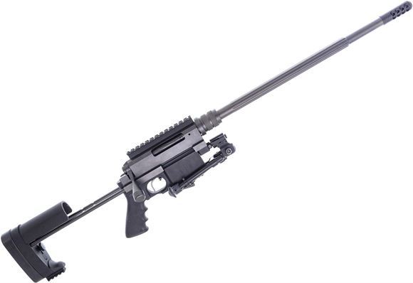 Picture of Used Nemesis Arms Vanquish Bolt-Action Takedown Rifle, 308 Win, 20" Fluted Heavy Barrel, Black Anodized, Collapsing Stock, Spiral Fluted Bolt, Versa Pod Bipod, Muzzle Brake, Carry Case, 2 Magazines, Good Condition