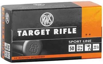 Picture of RWS Rottweil Sport Line Sports Rimfire Ammunition - Target Rifle, 22 LR, 40Gr, Solid, 50rds Box
