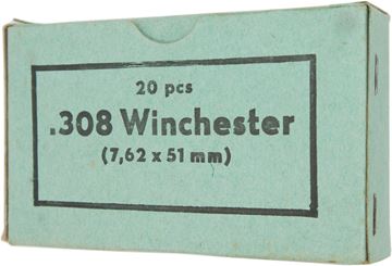 Picture of Czech Surplus Rifle Ammunition - 308 Win (7.62x51mm), FMJ, Bimetal Jacket, Brass Case - Corrosive, 1986 Dated, 20rds