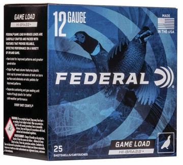 Picture of Federal Game-Shok Upland Hi-Brass Load Shotgun Ammo - 12Ga, 2-3/4", 3-3/4DE, 1-1/4oz, #5, 25rds Box, 1330fps