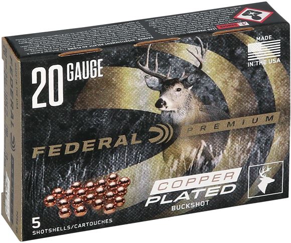 Picture of Federal P256 3B Premium Vital-Shok Buckshot 20 GA, 2-3/4 in, 3B, 20 Pellets, 1175 fps, 5 Rounds, Boxed