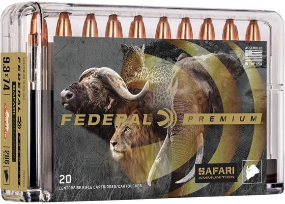 Picture of Federal Premium Safari Rifle Ammo - 9.3x74R, 286Gr,Swift A-Frame, 20rds Box