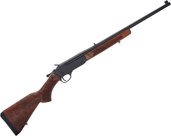 Picture of Henry Repeating Arms Single Shot Youth Rifle - 243 Win, 20'' Barrel, Blued Steel, American Walnut Stock, Front Sight Brass Bead & Fully Adjustable Folding Leaf Rear, 1rds