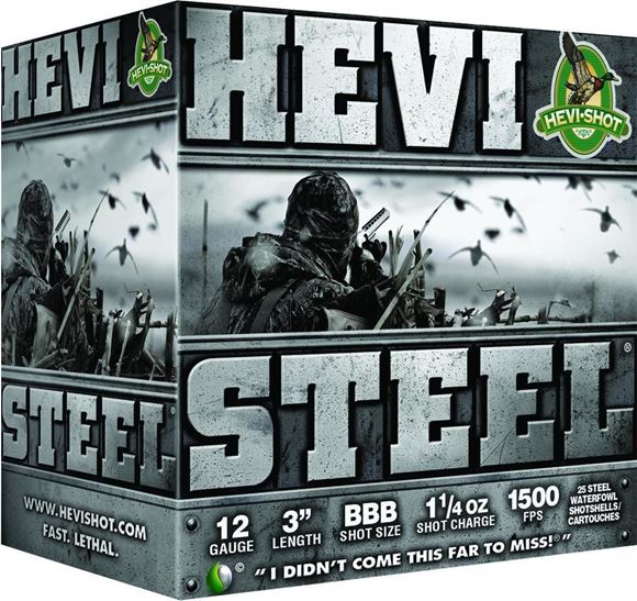 Picture of HEVI-Shot HEVI-Steel Waterfowl Shotgun Ammo - 12ga, 3", #1, 1-1/4oz, 1500fps, 25rds Box