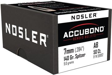 Picture of Nosler Bullets, AccuBond - 7mm Caliber (.284"), 140Gr, Spitzer, 50ct Box