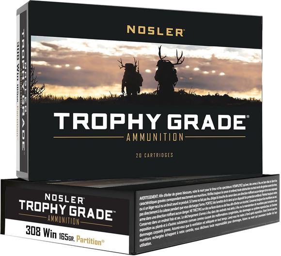 Picture of Nosler Trophy Grade Rifle Ammo - 308 Win, 165Gr, Partition, 20rds Box