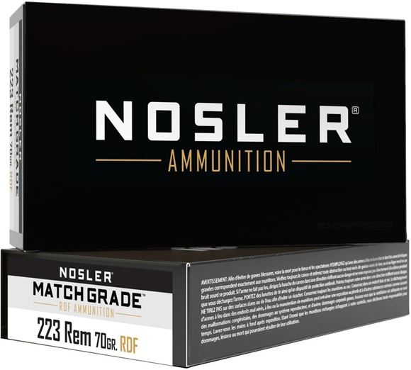 Picture of Nosler 60130 Match Grade Rifle Ammo 223 Rem 70gr RDF HPBT (20 ct.)