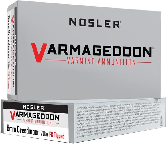 Picture of Nosler 65170 Varmageddon Rifle Ammo 6mm Creedmoor, FB Tipped, 70 Gr, 20 Rnd