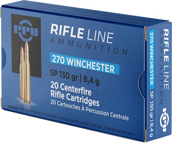 Picture of PPU PP2701 Rifle Ammo 270 WIN SP 130gr