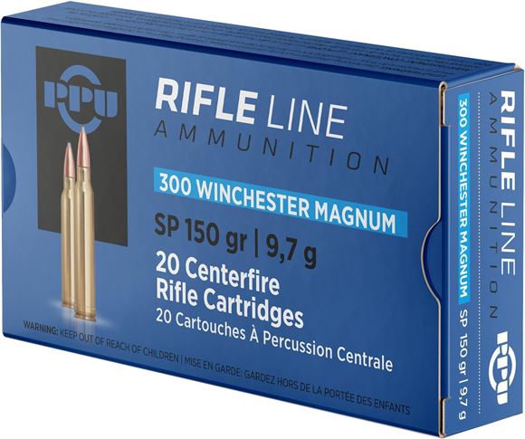 Picture of PPU PP3001 Rifle Ammo 300 Win Mag SP, 150 Gr, 20 Rnd