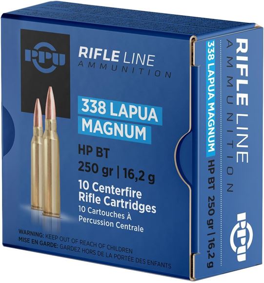 Picture of Prvi Partizan (PPU) Rifle Ammo - 338 Lapua Magnum, 250Gr, BTHP Match, 10rds Box
