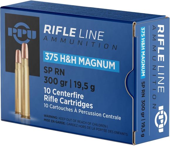 Picture of PPU PP375S Rifle Ammo 375 H&H Magnum, SPRN, 300 Gr, 10 Rnd