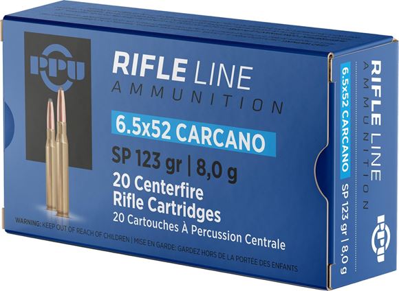 Picture of PPU PP6CS Rifle Ammo 6.5x52 Carcano SP 123 gr.