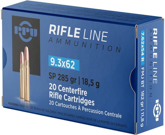 Picture of PPU PP9362 Rifle Ammo 9.3x62mm, SP 285gr 20 Rnds