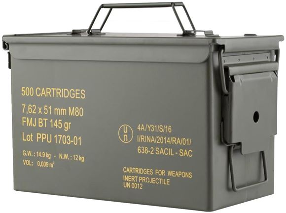 Picture of PPU PPRM762M Rangemaster Rifle Ammo 7.62x51, FMJBT, 145 Gr, 500 Rnd Metal Can