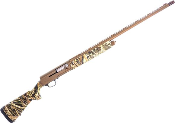 Picture of Used Browning A5 Wicked Wing Semi-Auto Shotgun - 12Ga, 3-1/2" Chamber, 28" Barrel, Bronze Cerakote, Mossy Oak Camo Synthetic Stock, Vented Rib, Mid Bead, Invector DS Choke Set (F, IM, M) Original Case - Excellent Condition