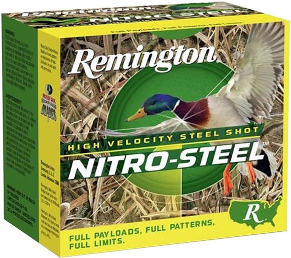 Picture of Remington 20798 Nitro Steel High-Velocity Shotshell 12 GA, 3 in No. 2, 1-1/4oz, Mag Dr, 1450 fps, 25 Rnd per Box
