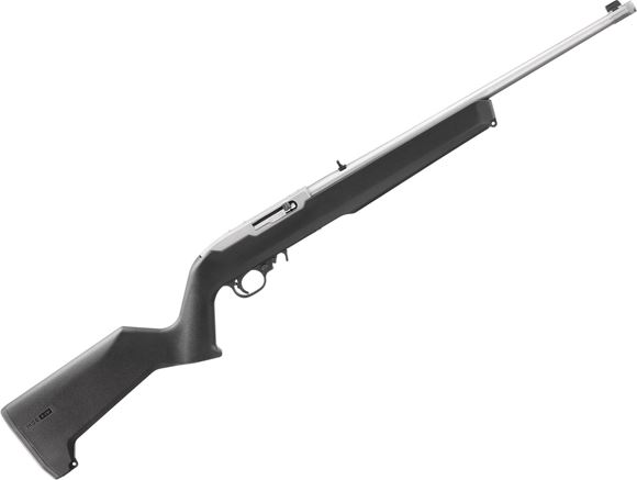 Picture of Ruger10/22 Rimfire Carbine Semi-Auto Rifle - 22 LR, 18.5", Satin Stainless Steel Barrel, 1/2"x28 Threaded, Protected Blade Front Sight, Adjustable Rear Sight, 1x10rds, Magpul Hunter X-22 Stock, Black