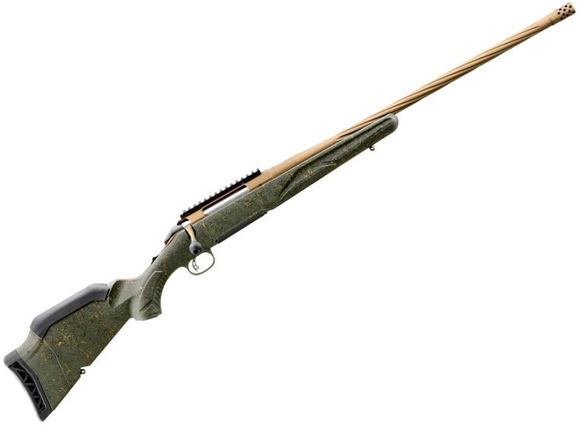 Picture of Ruger American Gen II Predator Bolt Action Rifle - 270 Win, 22" Spiral Fluted Barrel w/ Radial MuzzleBrake, Burnt Bronze Cerakote, Green Splatter Gen II American Composite Stock, 4rds AICS Mag.