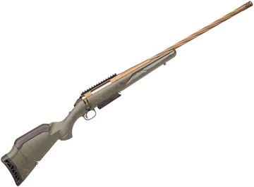 Ruger American Gen II Predator Bolt Action Rifle - .300 Win Mag, 22" Spiral Fluted Barrel w/ Radial Muzzle Brake, Burnt Bronze Cerakote, Green Splatter Gen II American Composite Stock, 3rnd mag — Reliable Gun